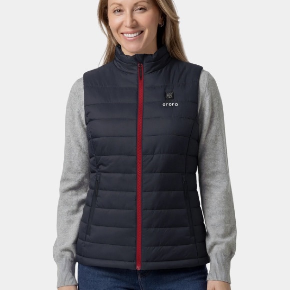 Ororo Jackets & Blazers - Women’s Ororo Classic Heated Vest Black Red Zip Front Size M NWT *NO BATTERY